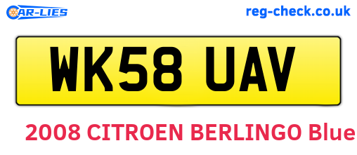 WK58UAV are the vehicle registration plates.