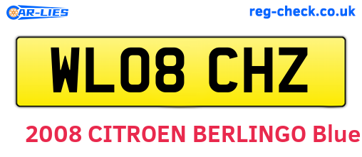WL08CHZ are the vehicle registration plates.