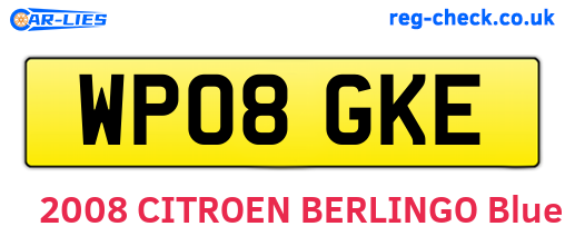 WP08GKE are the vehicle registration plates.