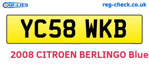 YC58WKB are the vehicle registration plates.