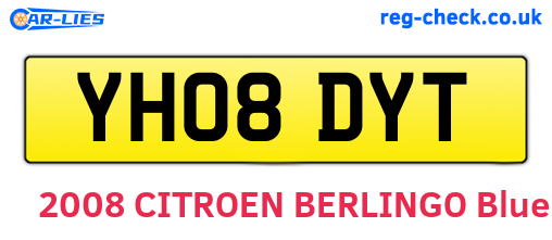 YH08DYT are the vehicle registration plates.