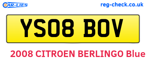 YS08BOV are the vehicle registration plates.