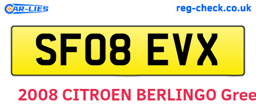 SF08EVX are the vehicle registration plates.