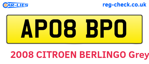 AP08BPO are the vehicle registration plates.