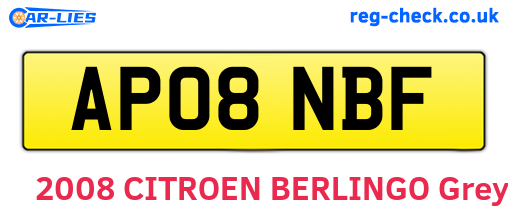 AP08NBF are the vehicle registration plates.