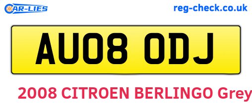 AU08ODJ are the vehicle registration plates.