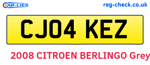 CJ04KEZ are the vehicle registration plates.