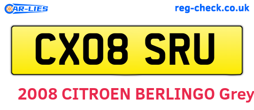 CX08SRU are the vehicle registration plates.