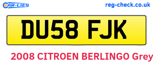 DU58FJK are the vehicle registration plates.