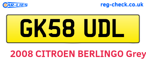 GK58UDL are the vehicle registration plates.