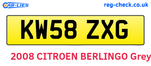 KW58ZXG are the vehicle registration plates.
