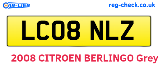 LC08NLZ are the vehicle registration plates.