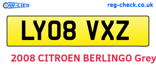LY08VXZ are the vehicle registration plates.