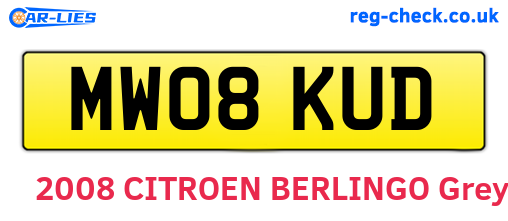 MW08KUD are the vehicle registration plates.