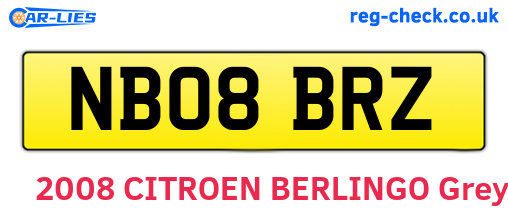 NB08BRZ are the vehicle registration plates.