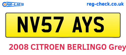 NV57AYS are the vehicle registration plates.