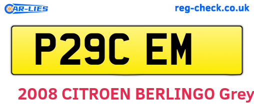 P29CEM are the vehicle registration plates.