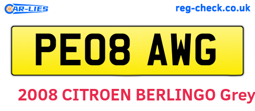 PE08AWG are the vehicle registration plates.