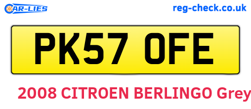 PK57OFE are the vehicle registration plates.