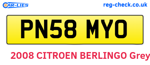 PN58MYO are the vehicle registration plates.