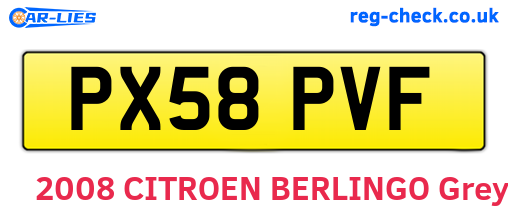 PX58PVF are the vehicle registration plates.