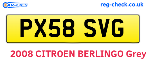 PX58SVG are the vehicle registration plates.