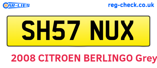 SH57NUX are the vehicle registration plates.