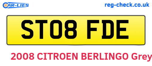 ST08FDE are the vehicle registration plates.