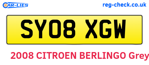SY08XGW are the vehicle registration plates.