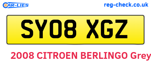 SY08XGZ are the vehicle registration plates.