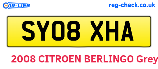 SY08XHA are the vehicle registration plates.
