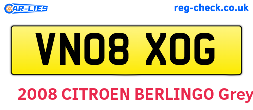 VN08XOG are the vehicle registration plates.