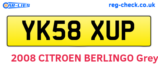 YK58XUP are the vehicle registration plates.