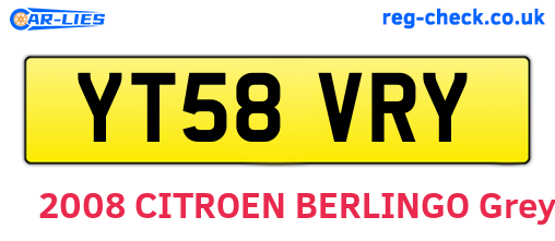 YT58VRY are the vehicle registration plates.