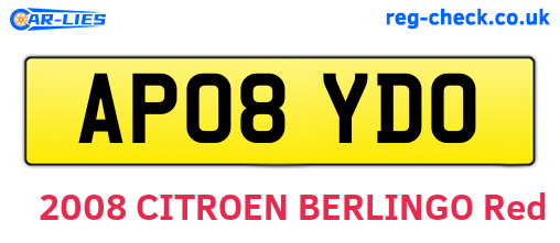 AP08YDO are the vehicle registration plates.