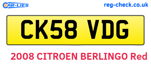 CK58VDG are the vehicle registration plates.