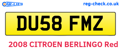 DU58FMZ are the vehicle registration plates.