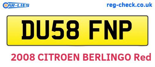 DU58FNP are the vehicle registration plates.