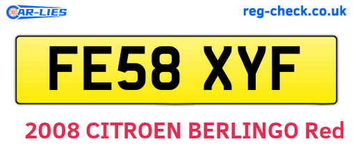 FE58XYF are the vehicle registration plates.