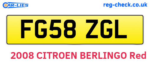 FG58ZGL are the vehicle registration plates.