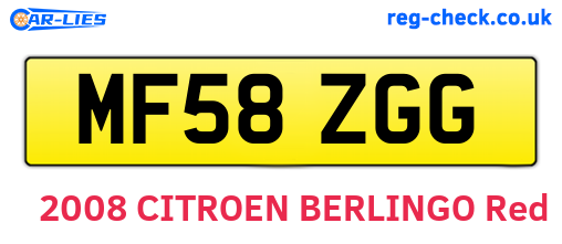 MF58ZGG are the vehicle registration plates.