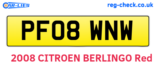 PF08WNW are the vehicle registration plates.