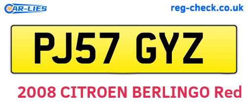 PJ57GYZ are the vehicle registration plates.