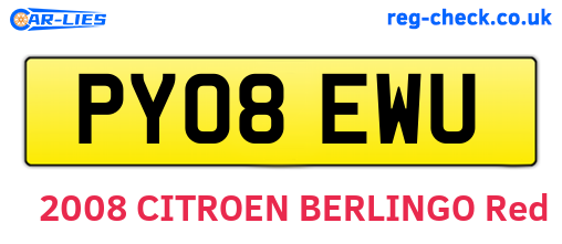 PY08EWU are the vehicle registration plates.