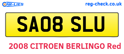 SA08SLU are the vehicle registration plates.