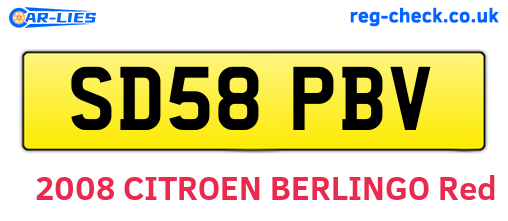 SD58PBV are the vehicle registration plates.