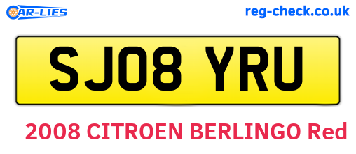 SJ08YRU are the vehicle registration plates.