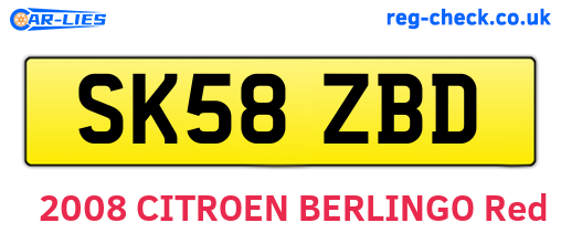 SK58ZBD are the vehicle registration plates.