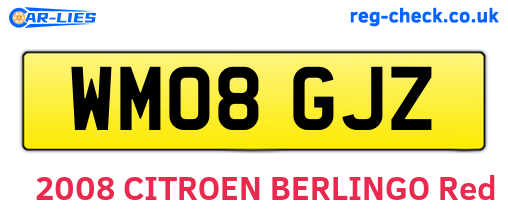 WM08GJZ are the vehicle registration plates.