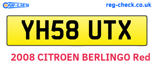 YH58UTX are the vehicle registration plates.